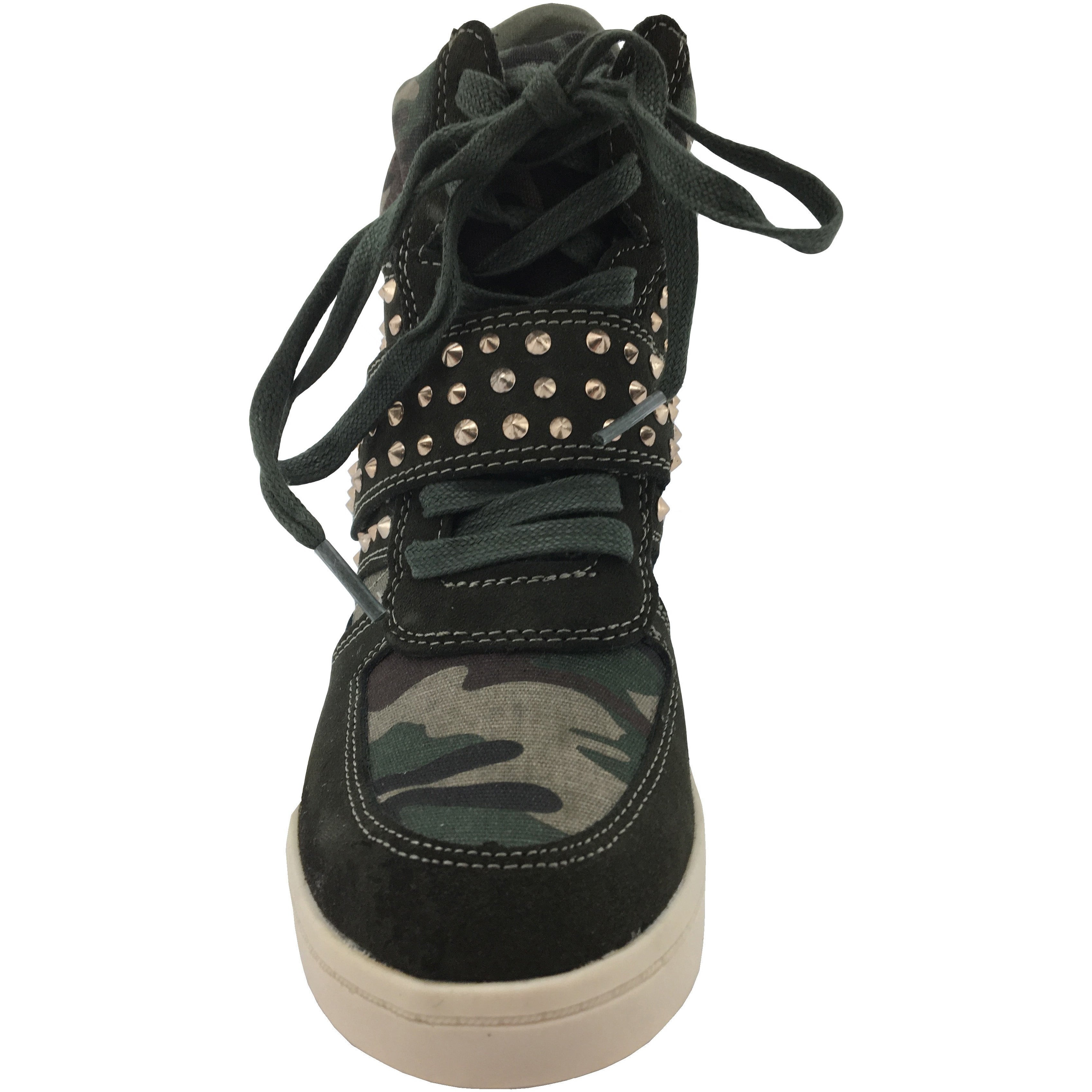 Zigi Soho Women's Studded Wedge Heeled Shoe / Green Camo / Fashion Sneaker / Various Sizes
