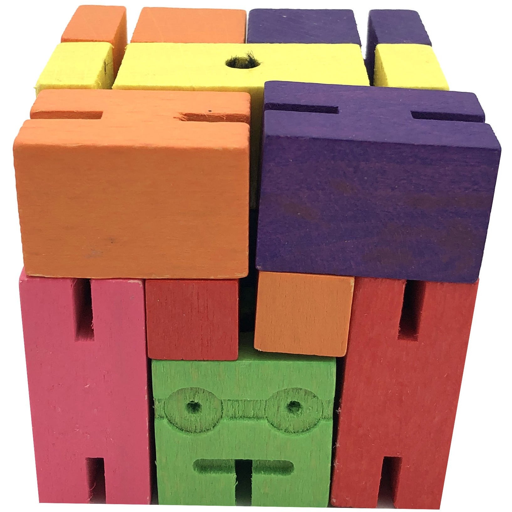 Areaware Mini Cubebot / Wooden Toy Robot / Multicoloured