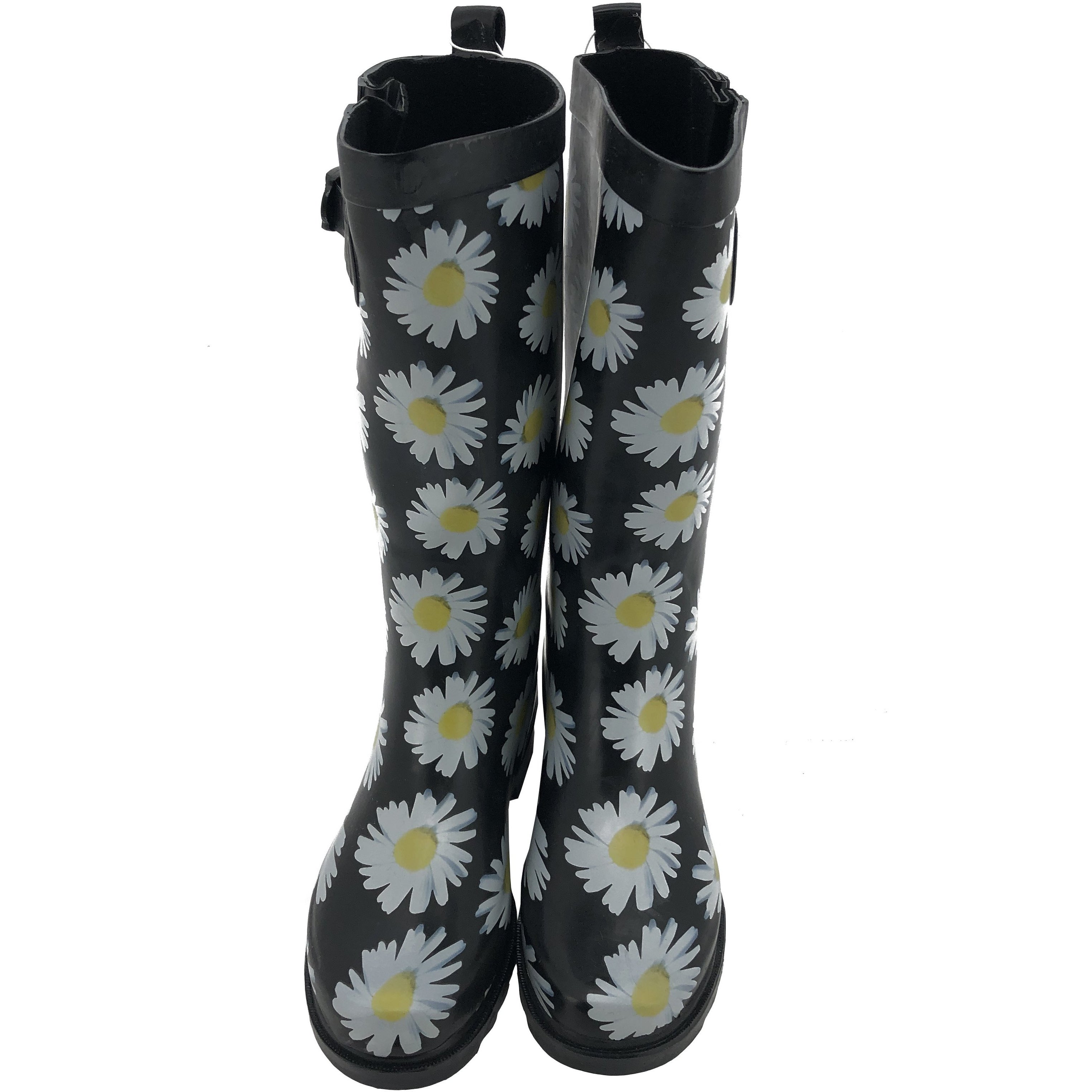 Flower print rubber boots