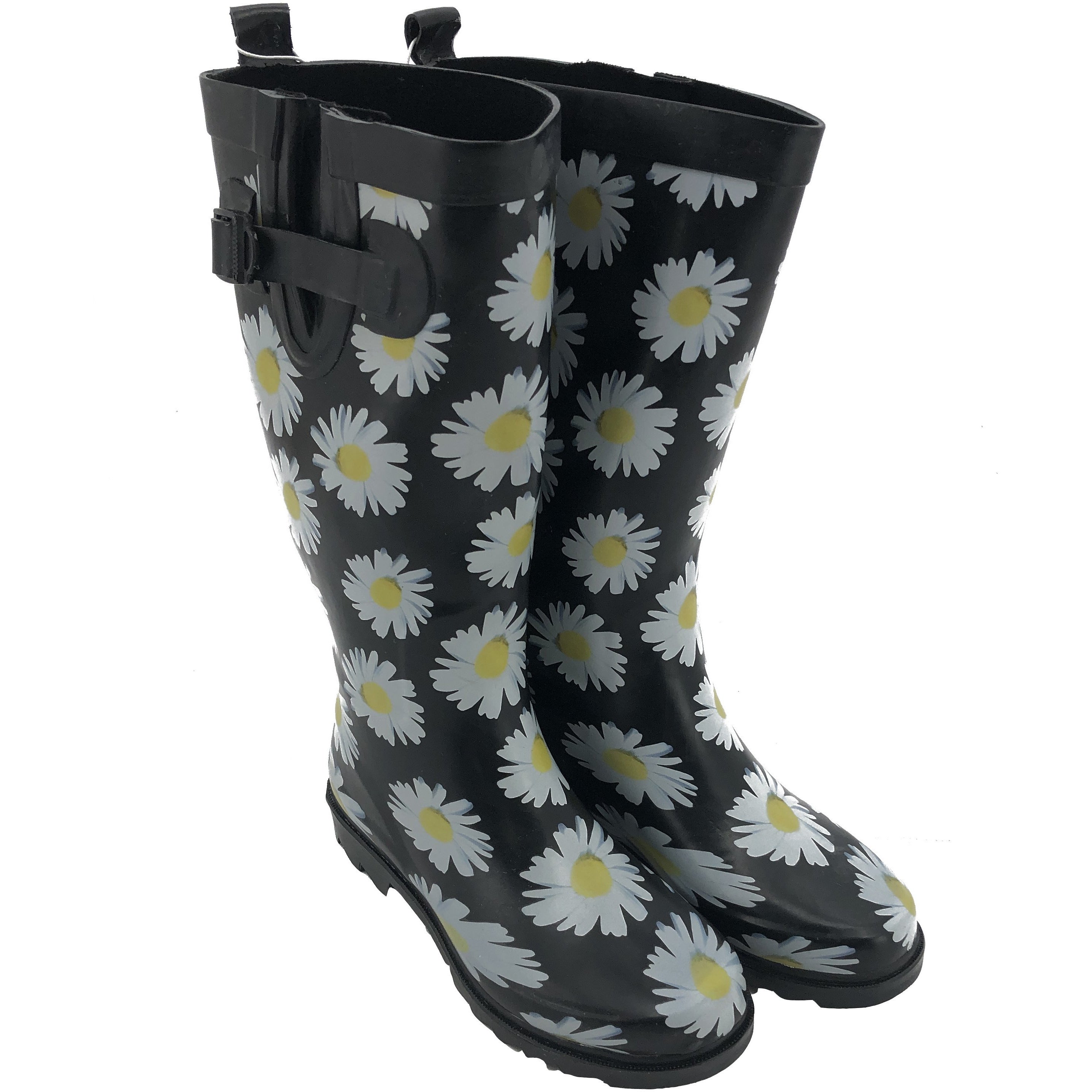 Flower print rubber boots