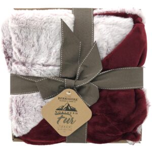 Berkshire Northern Faux Fur Throw / 50"x70" / Dark Red / Christmas Blanket