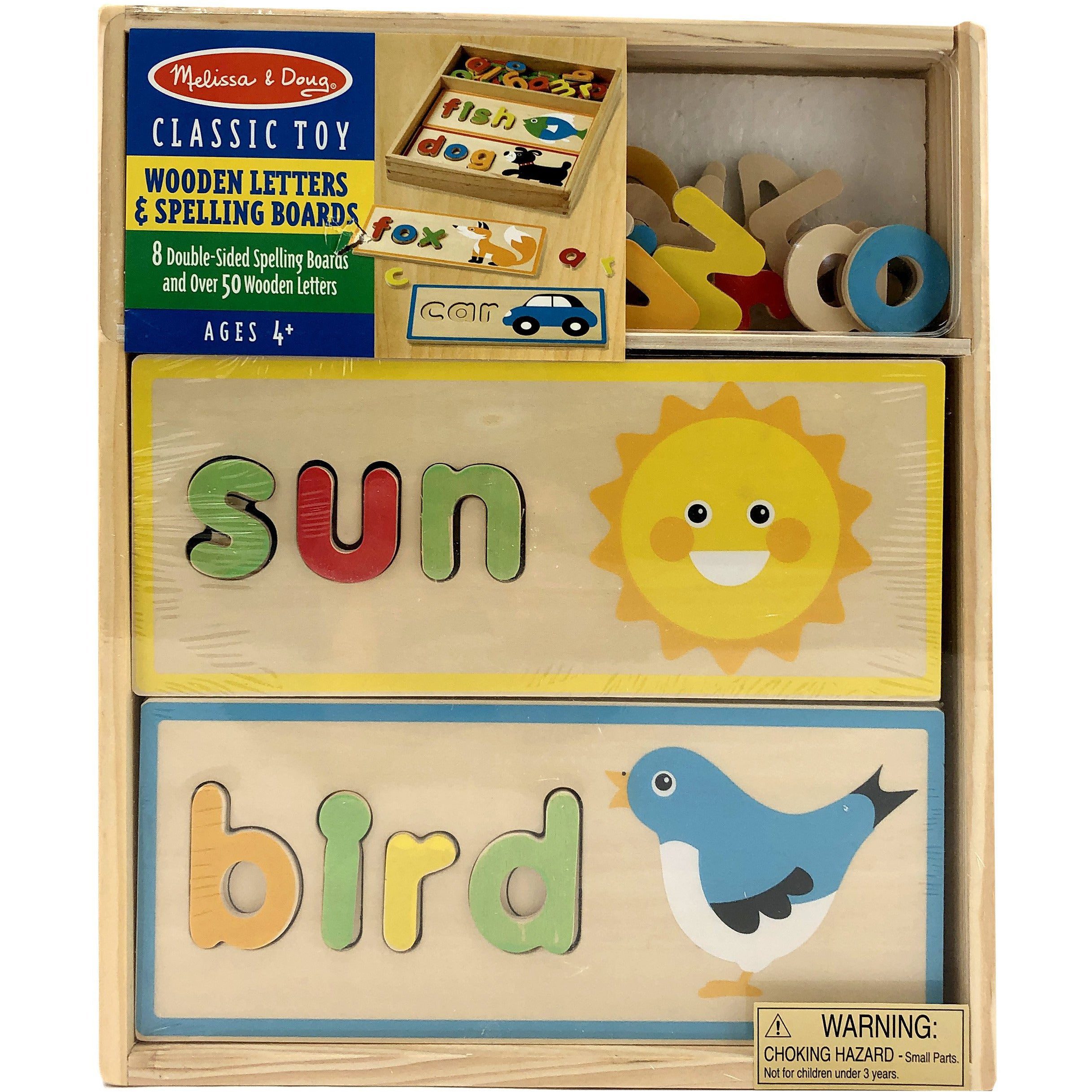 Melissa and Doug Spelling board with 50 wooden letters for toddlers