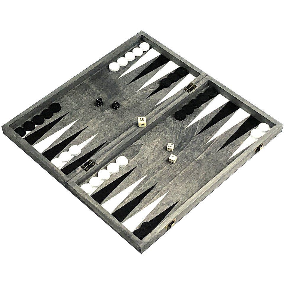 Wooden backgammon game in grey wood finish