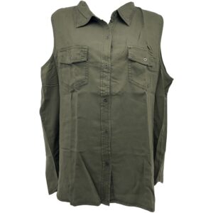 Buffalo David Bitton Women's Sleeveless Denim Shirt / Olive Green / Button Up / Various Size