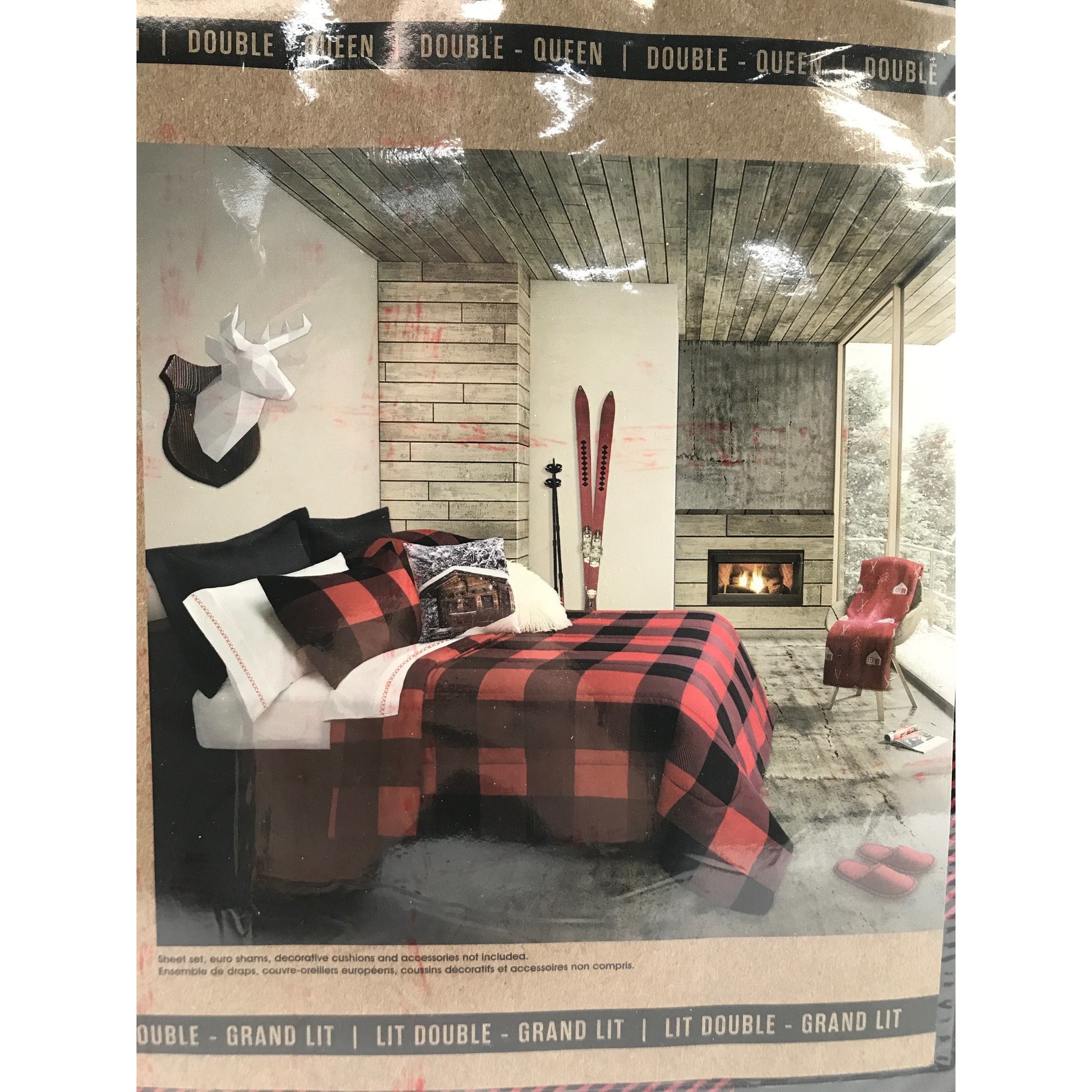 Red and Black Plaid Bed in a bag comforter set 3 Pieces