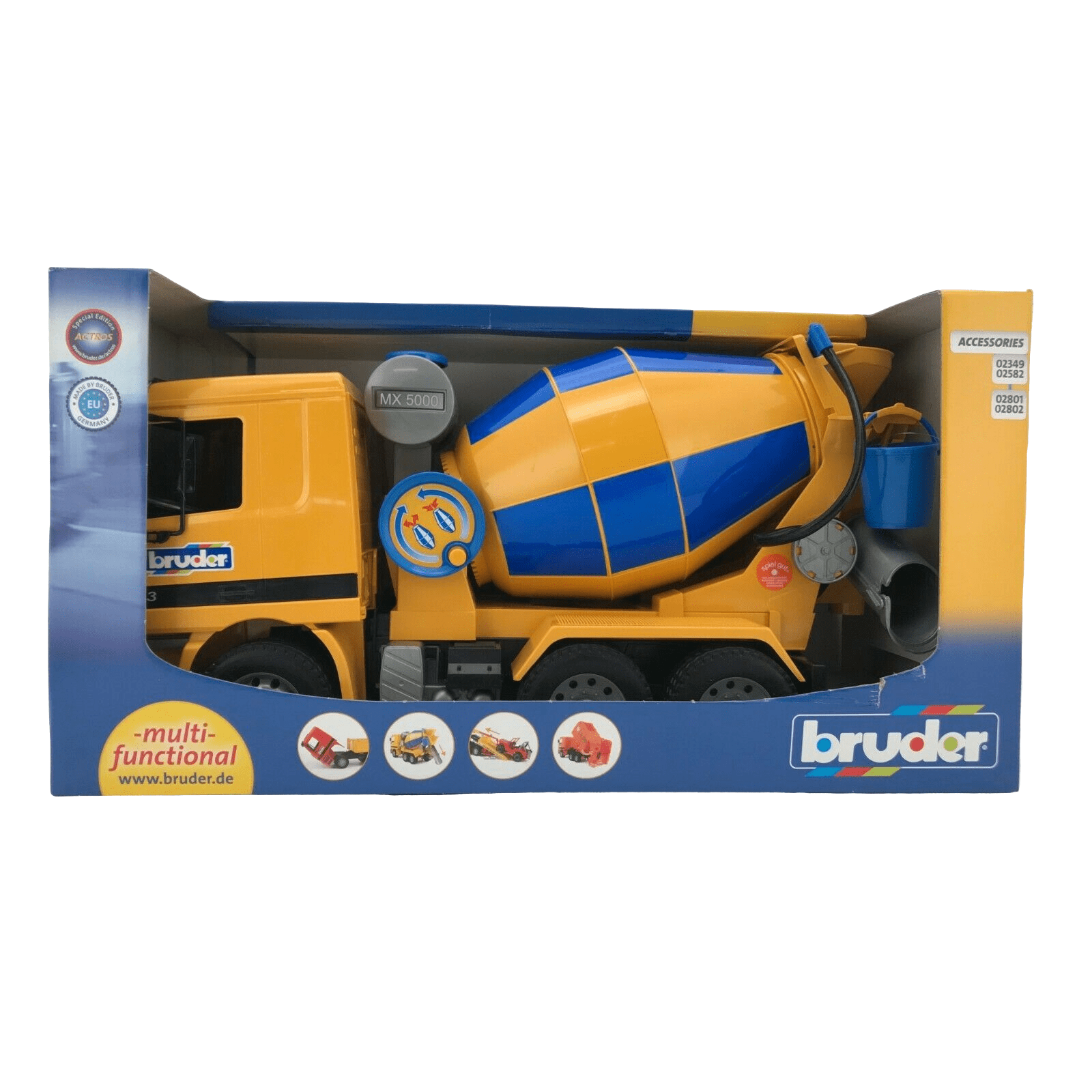 Warehouse Deal Bruder Toy Cement Mixing Toy With multiple functions and in Blue and Yellow
