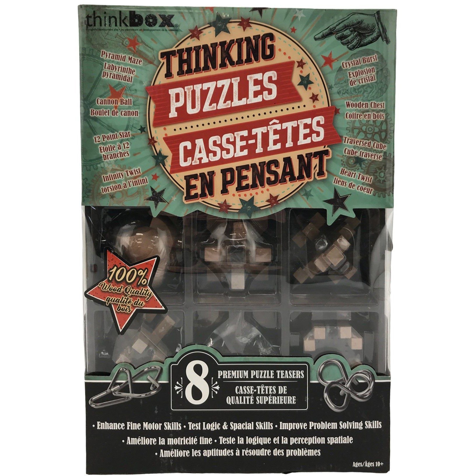 Thinkbox Thinking Puzzles 8 premium brain teaseing puzzles made of 100% Wood