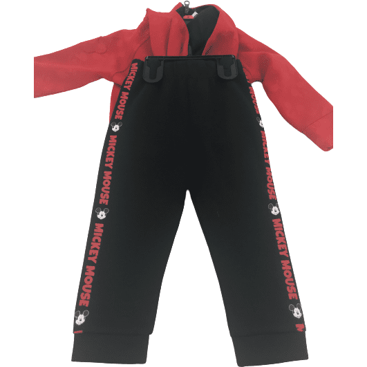 Disney Junior Kid's Mickey Mouse 2 Piece Outfit / Zip Up Sweater & Pants / Red and Black / Various Sizes