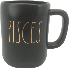 Rae Dunn "Pisces" Coffee Mug / Matte Black with Gold / Astrological Sign