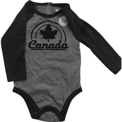 Canadiana Infant's Body Suit / Grey / Long Sleeve One Piece / Various Sizes