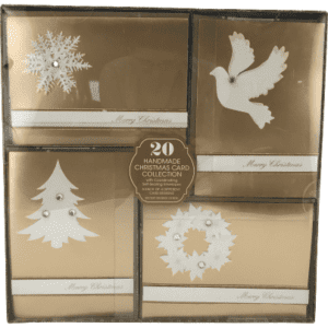 20 Handmade Gold Christmas Themed Cards