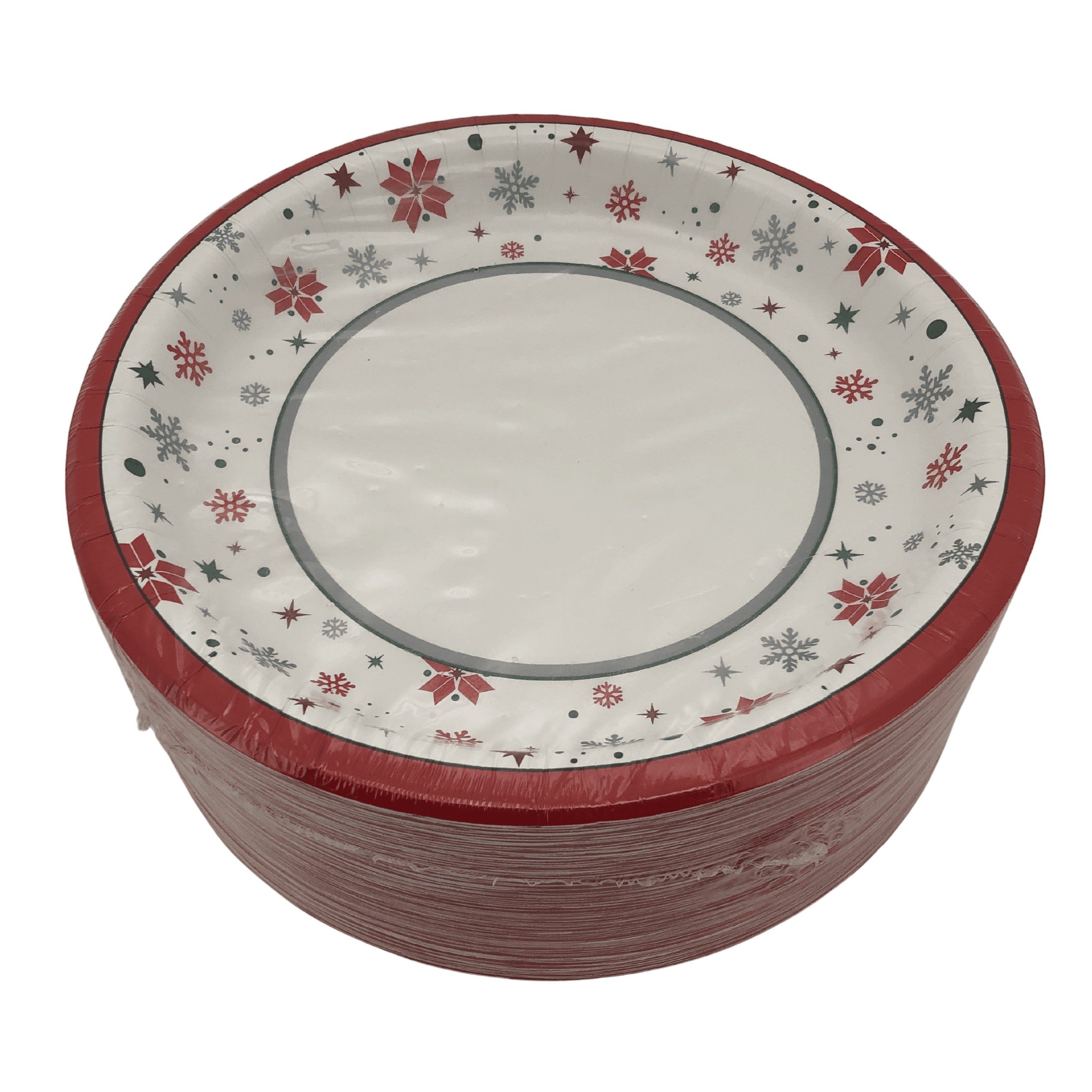 Concept Mode Christmas themed Paper Plates in a pack of 75. 10 inch Diameter with a raised edge