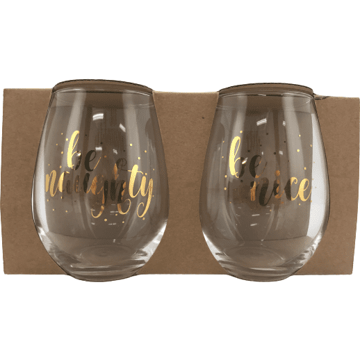 Holiday Gatherings Christmas Wine Glasses: Stemless: Set of 2