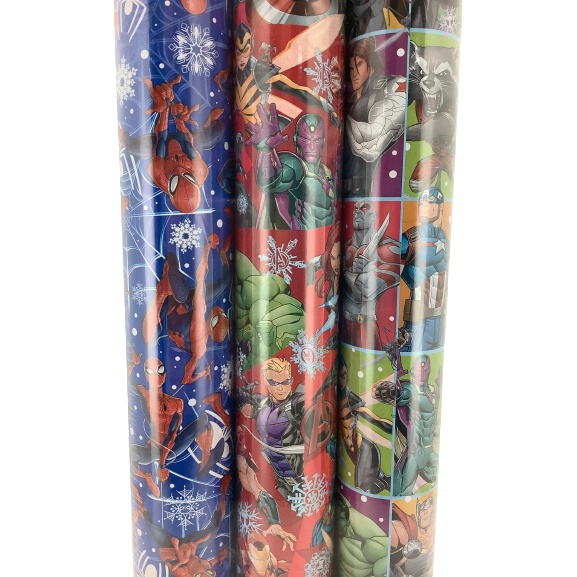 Marvel: Christmas Wrapping Paper: Avengers and Spider-Man: 3 Pack (Packaging Damaged)