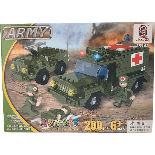 Loongon Army Medical Vehicle Building Set: 200 pieces