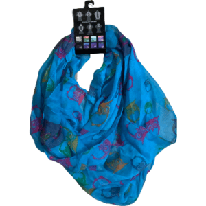Women's Infinity Scarf: Blue with Multicolour Owls