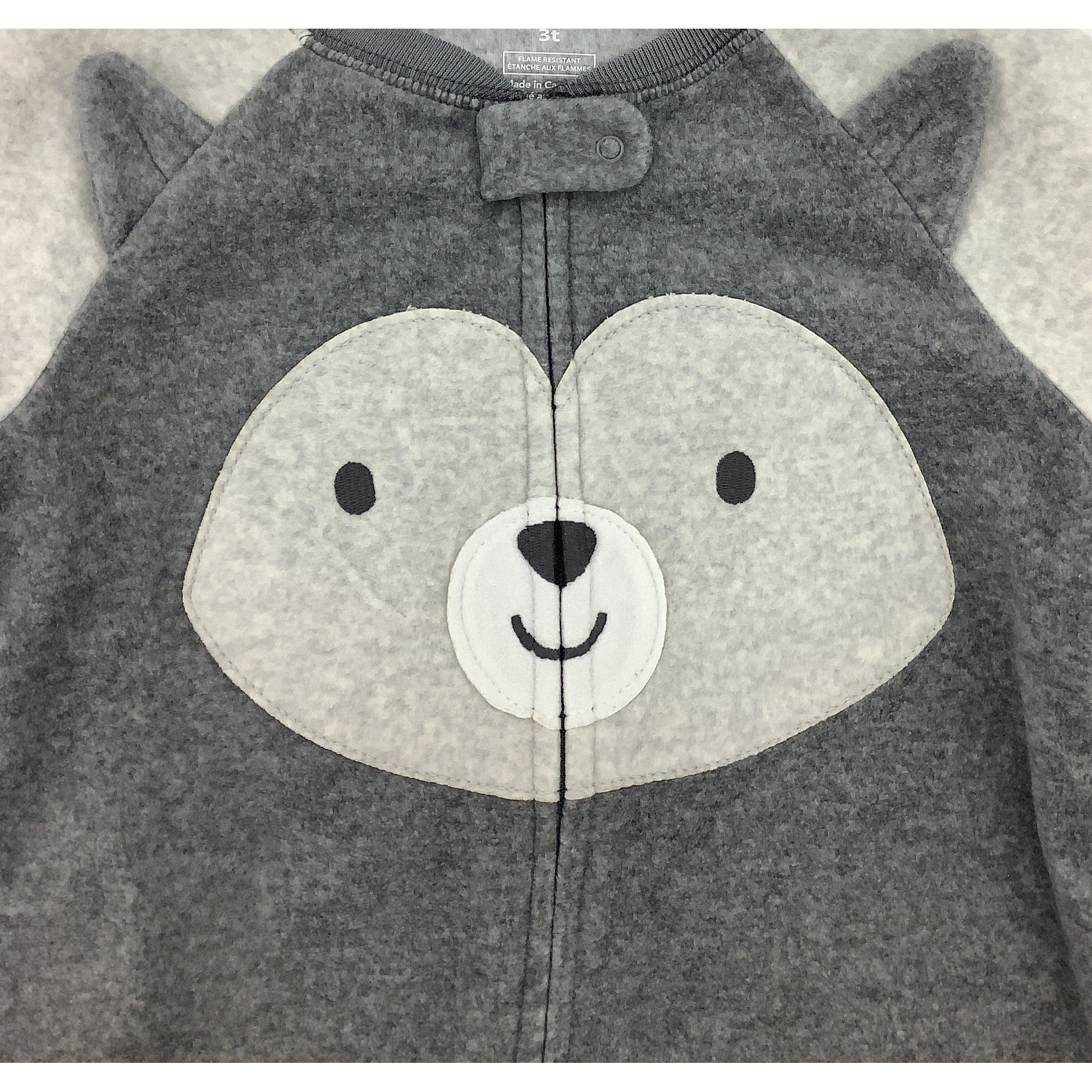 Carter's Toddler Zip Up Fleece Pyjamas / Grey / Bear Theme / Kid's Sleepwear / Various Sizes