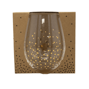 Harmon Oversized Stemless Wine Glass / Confetti / Clear with Gold