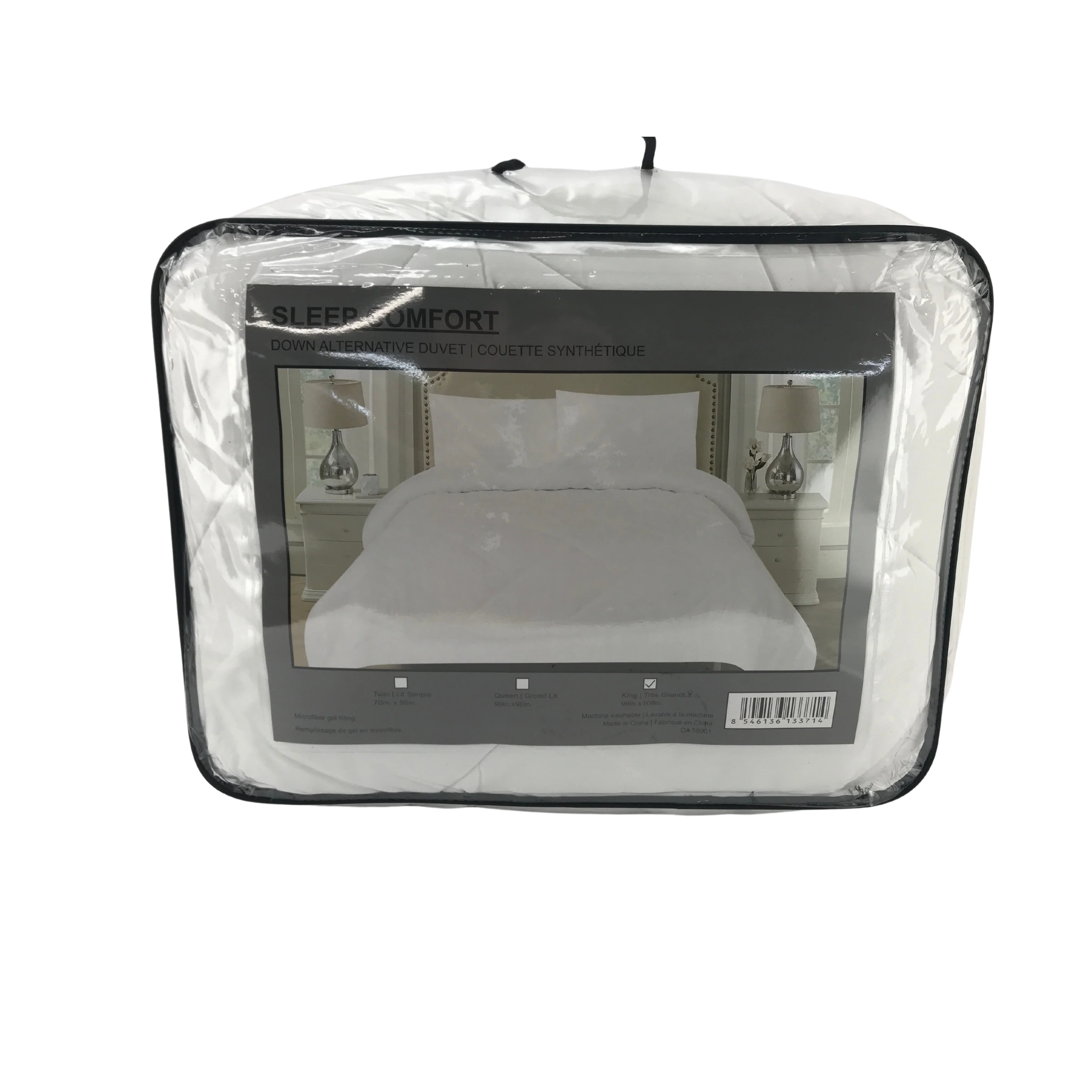 Sleep Comfort King Duvet / White / 96 x108 / Microfiber Gel Filling / Comforter / Bed Covering