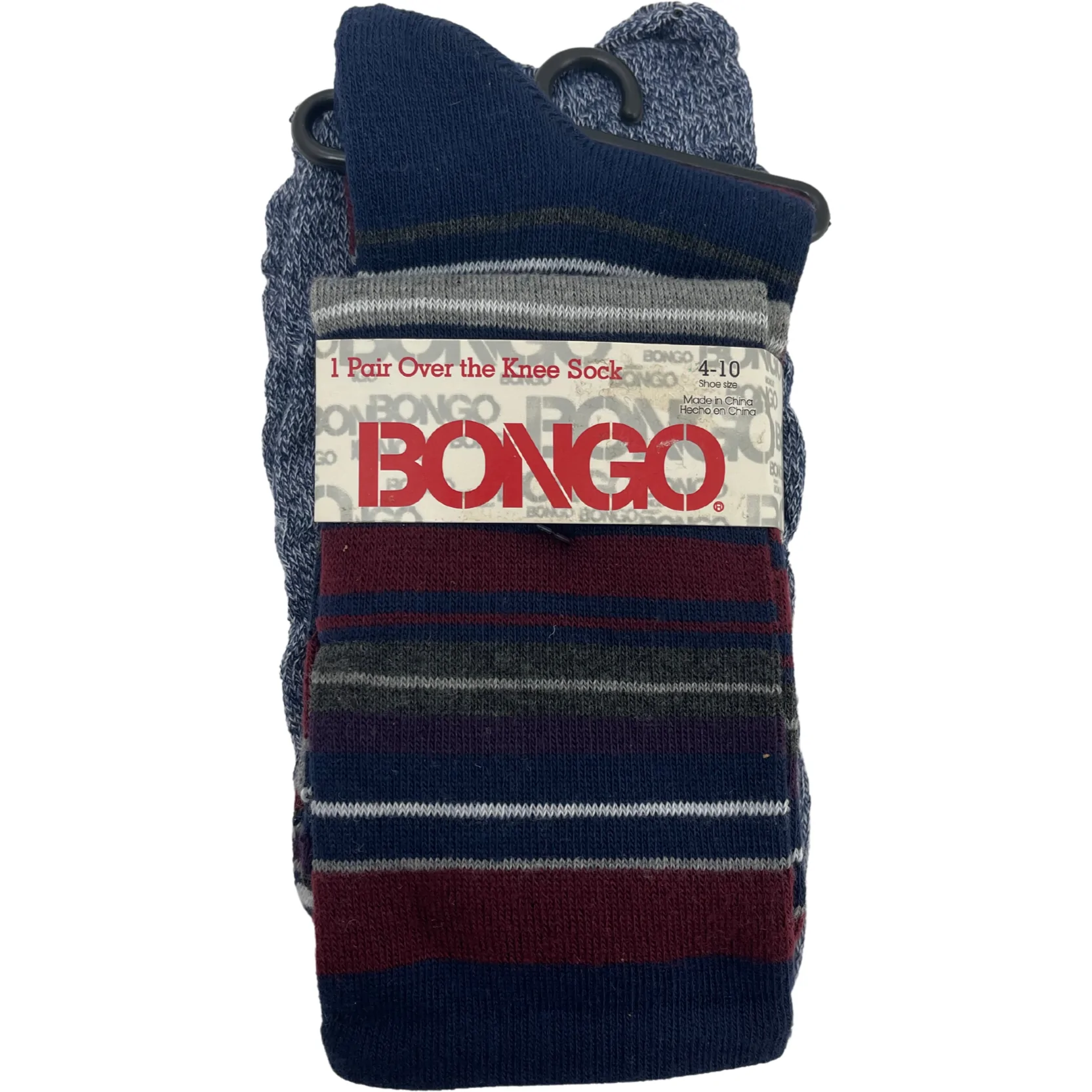 Bongo Women's Over The Knee Socks / 1 Pair / Blue and Red / Shoe Size 4-10