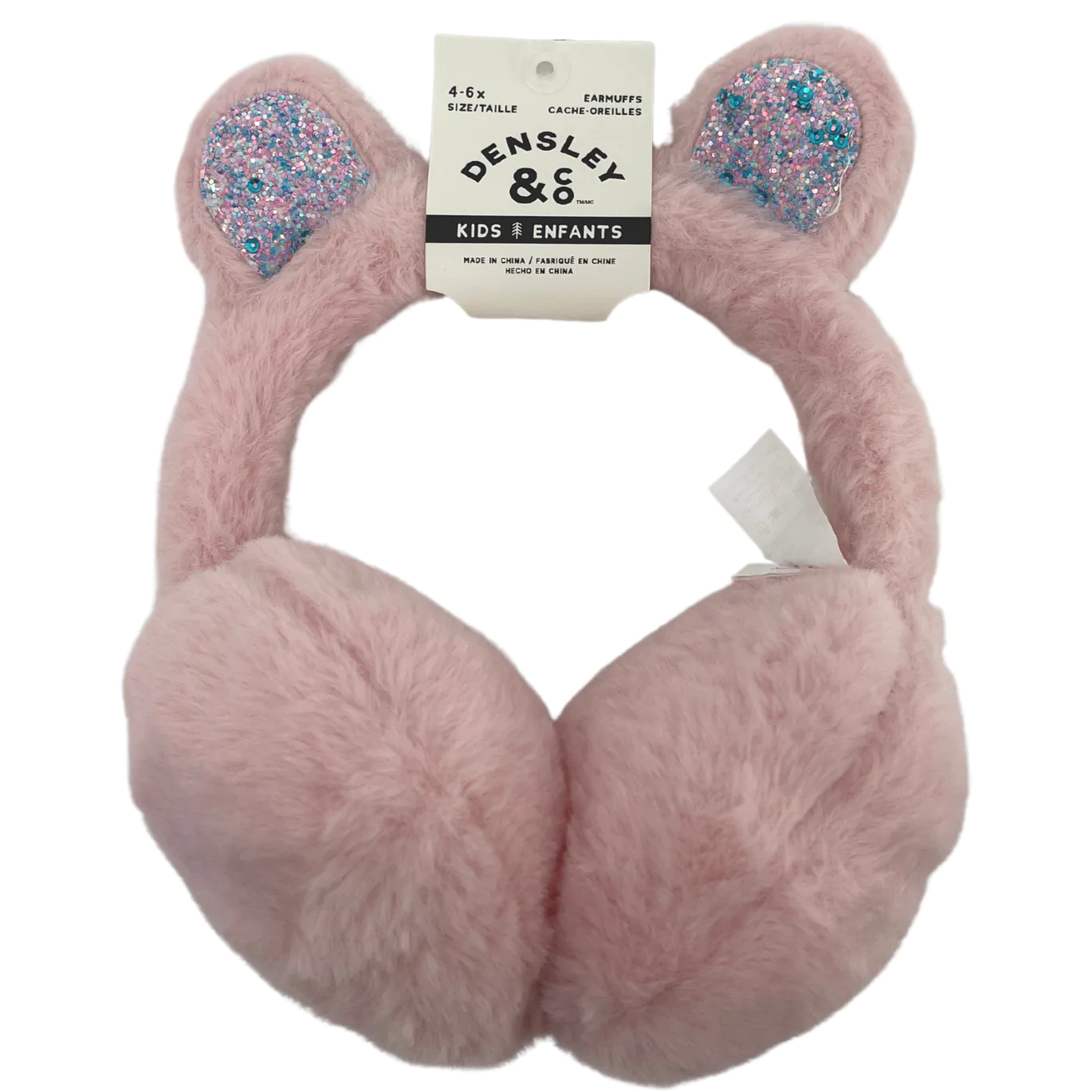 Densley & Co Girl's Youth Earmuffs / Outdoor Winter Gear / Light Pink with Ears