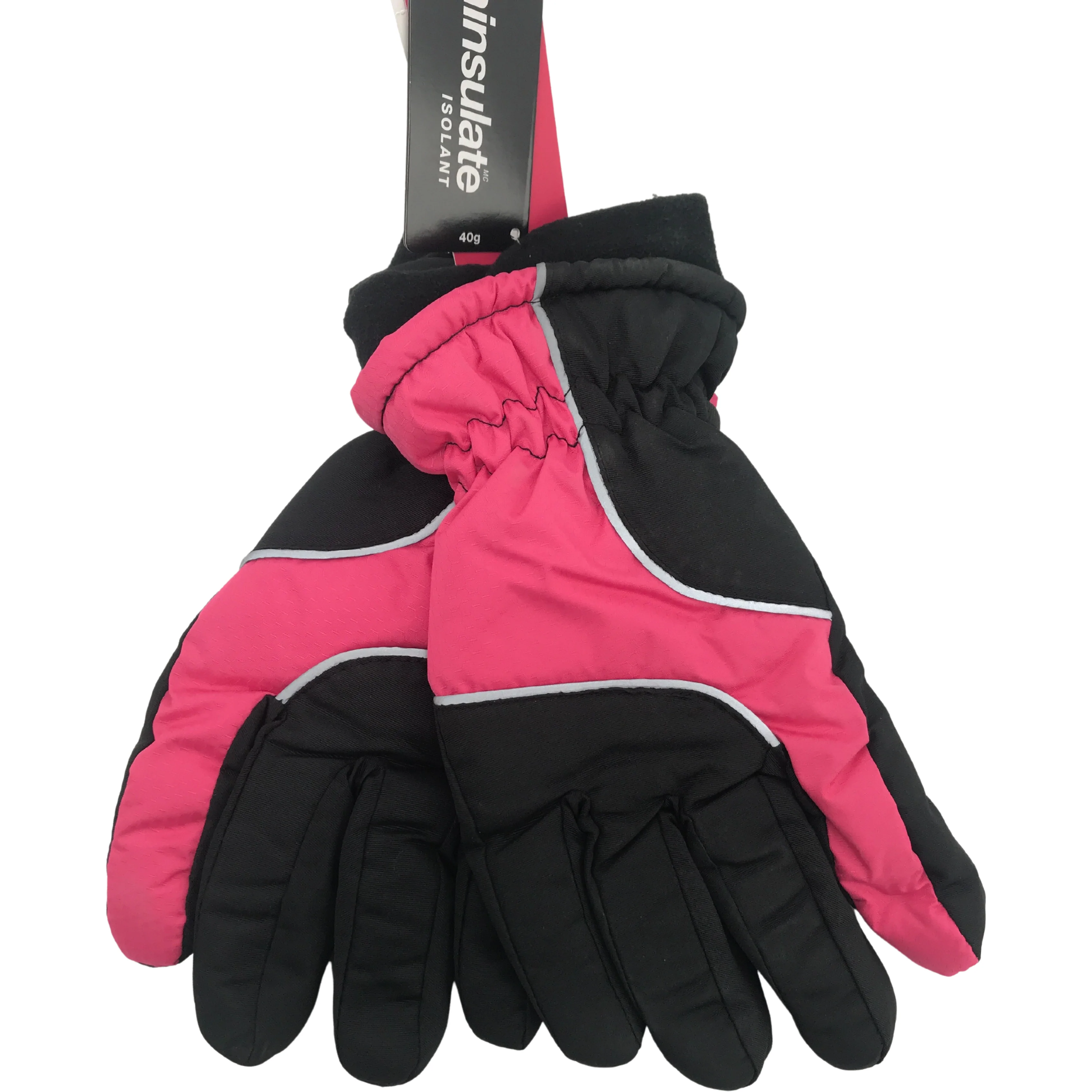 Minus Zero Children's Winter Gloves / Girl's Gloves / Black with Pink / Size 7-16