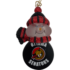 NHL Christmas Tree Ornament / Ottawa Senators / Snowman with Logo Puck / Light Up Ornament