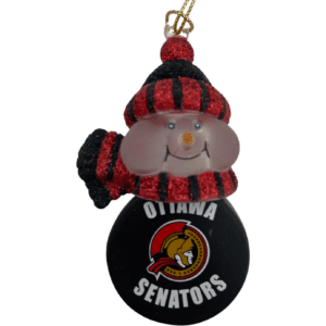 NHL Christmas Tree Ornaments / Ottawa Senators / Pack of 24 / Snowman with Logo Puck / Light Up Ornaments