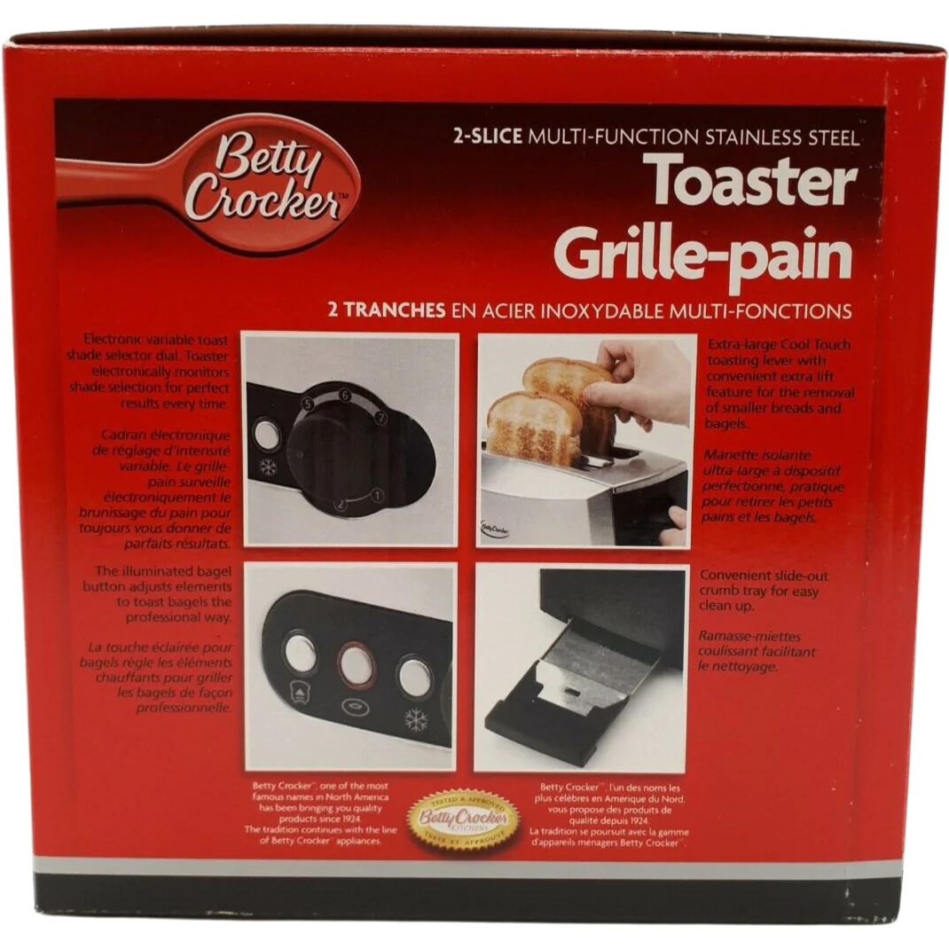Betty Crocker Multi-Function 2 Slice Toaster / Stainless Steel