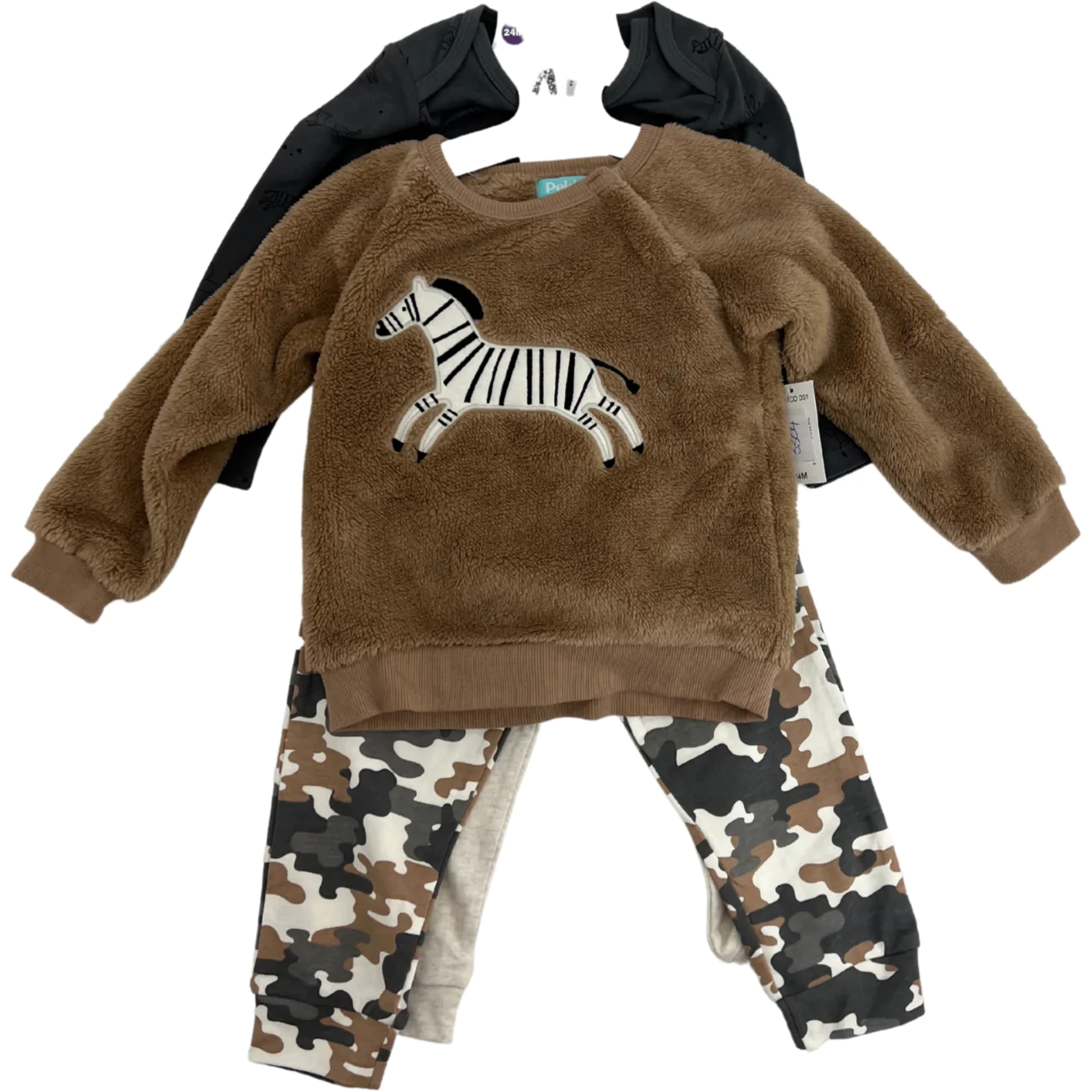Pekkle Children's Clothing Set / 4 Piece Set / Zebra Theme / Size 24M
