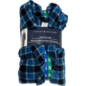 Tommy Hilfiger Men's Plush Fleece Robe / Blue Plaid / Size Large/ XLarge