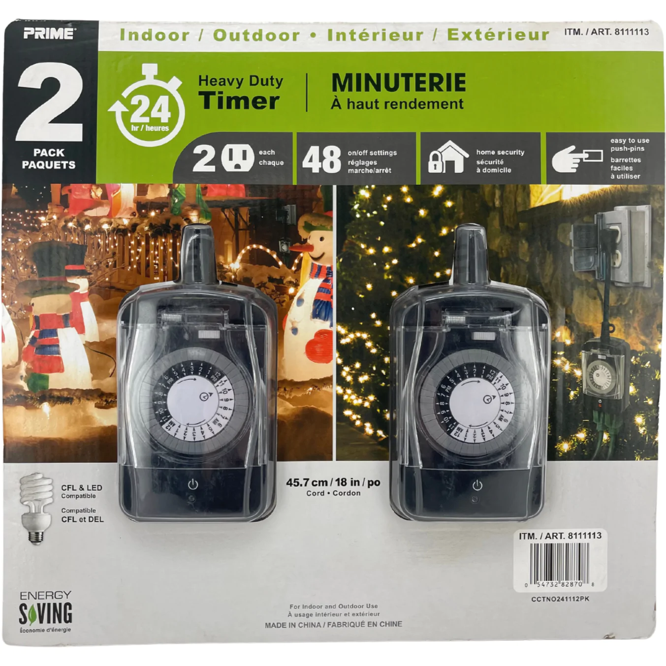 Prime Heavy Duty Timer / 2 Pack / Indoor and Outdoor Use / 24 Hour Timer