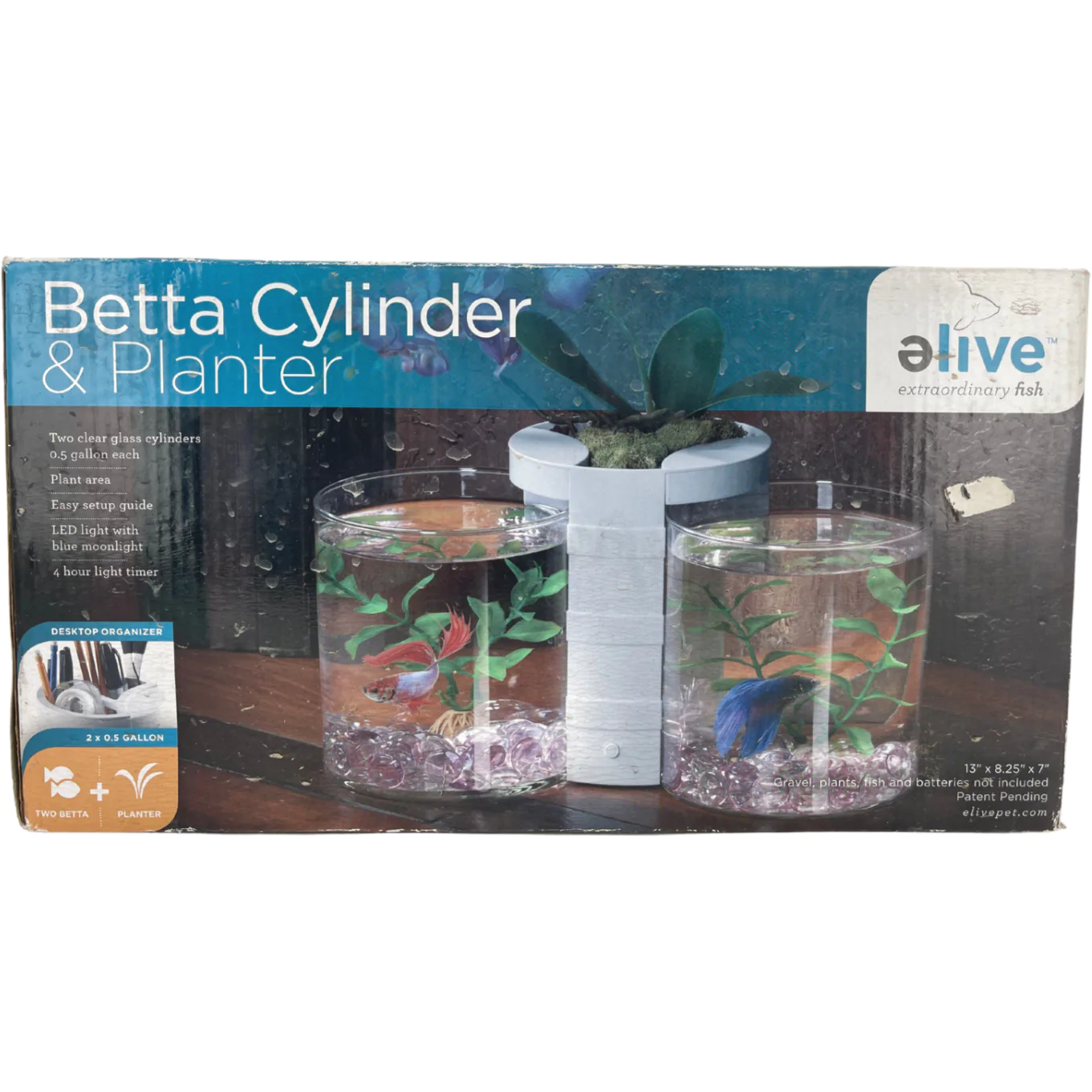 eLive Betta Cylinder & Planter / 0.5 Gal Aquarium / Betta Fish Tank **DEALS**