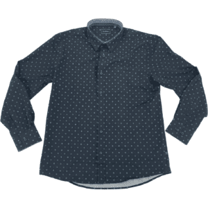 7Diamonds Men's Dress Shirt: Men's Collared Shirt / Black with Blue Pattern / Various Sizes