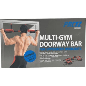 PRCTZ Multi-Gym Doorway Bar / Heavy Duty Workout Bar / Fits 30"- 33" Door Frame