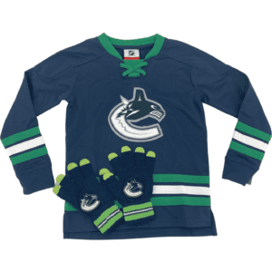 NHL Kid's Vancouver Canucks Hockey Jersey & Glove Set / Home Jersey / Size Large (7) **No Tags**