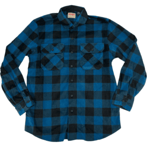 Wrangler Authentics Men's Button Up Shirt: Flannel Shirt / Blue Plaid / Large