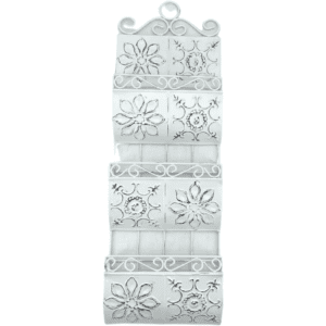 Metal Rustic Wall Mounted Document Holder / Floral / White **Deals**