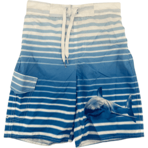 Joe Boxer Children's Bathing Suit / Boy's Swim Trunks / Blue & White / Medium