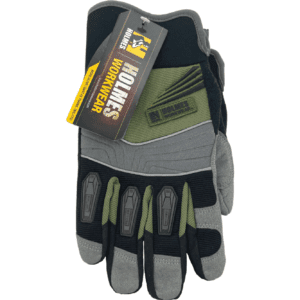 Holmes Workwear Work Gloves / Black, Green & Grey / Various Sizes