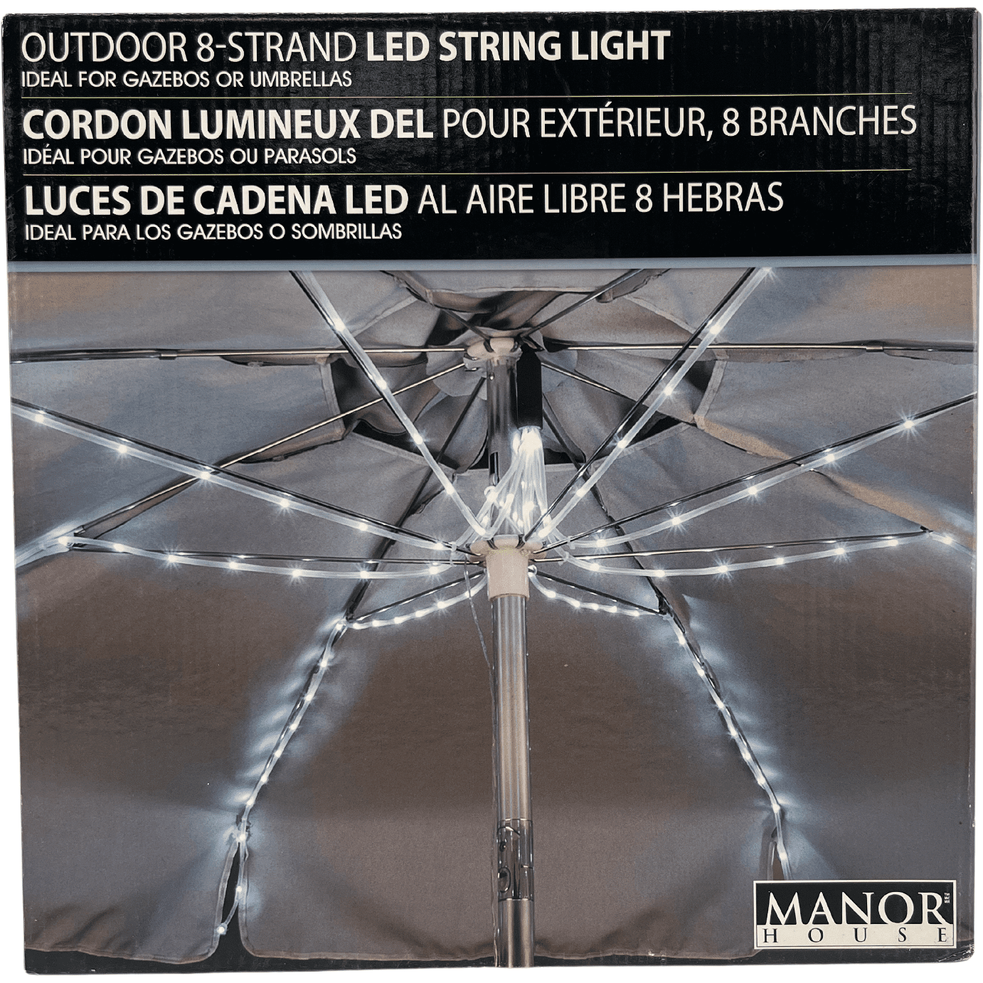 Outdoor LED String Lights / 8 Strands / Gazebos or Umbrella Lights **DEALS**