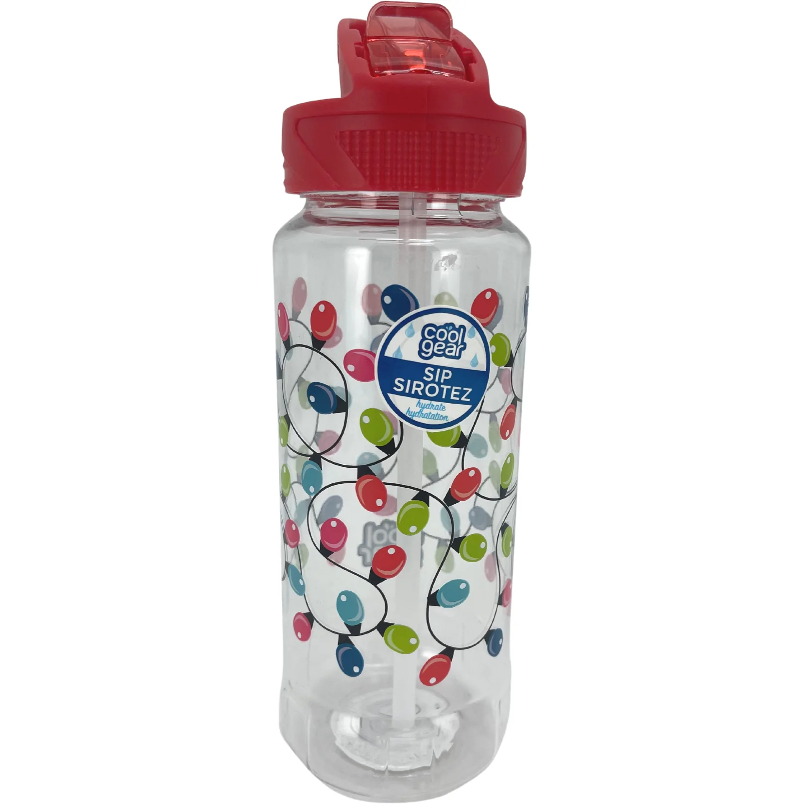 Cool Gear Kid's Christmas Water Bottle / Sip Bottle / Christmas Light Theme / Red