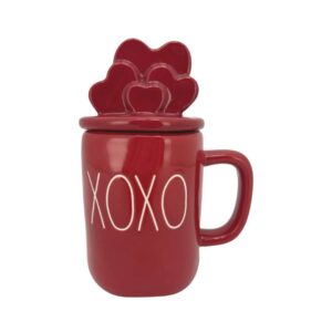 Rae Dunn Red XOXO Coffee Mug with Heart Topper